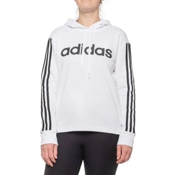 adidas Tops - Adidas White Hoodie with Black Stripes size 3X